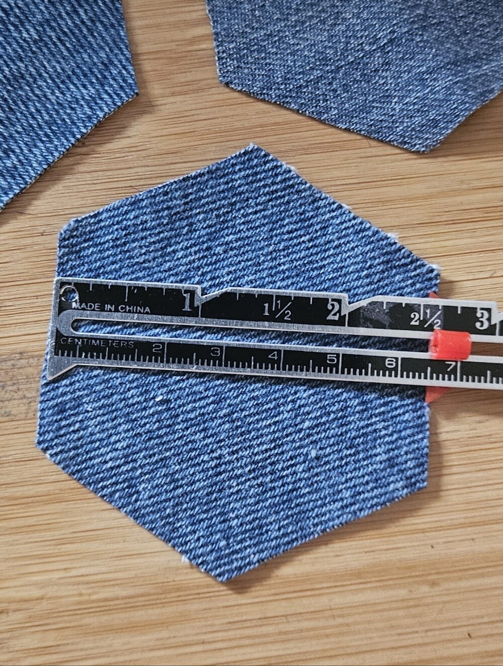 Hand-cut Denim Jean Hexagons 2.5 inch Bundle
